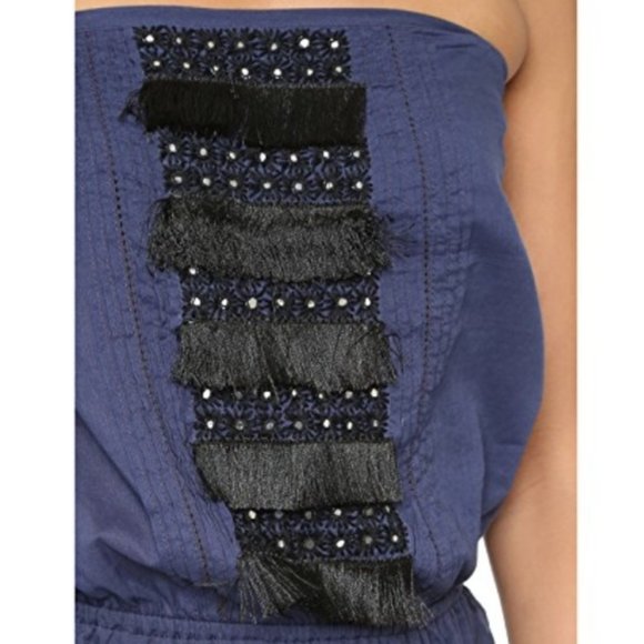 COPY - St. Roche Britt Navy Fringe Dress Cover up - Small - Picture 2 of 4